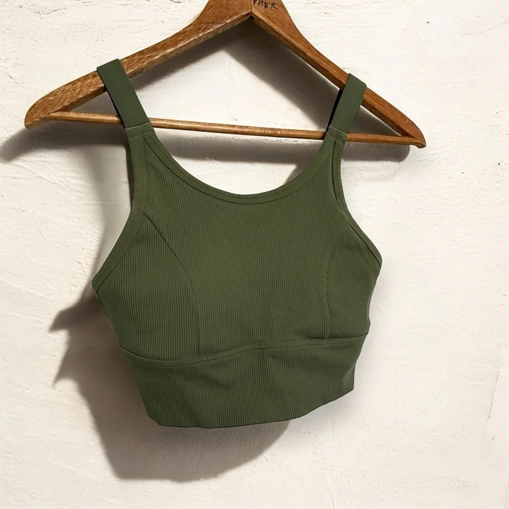 Aerie ribbed olive green bra tank S - Picture 1 of 4